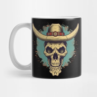 Retro 80s Western Cowboy Skull Mug